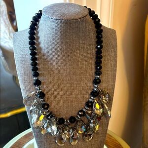NWT Elegant Black and Silver Crystal 18” Necklace